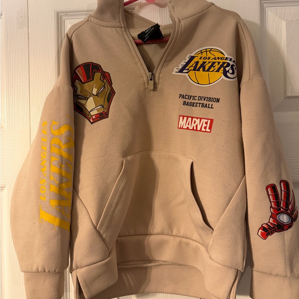 Marvel Beige Lakers Basketball Hoodie